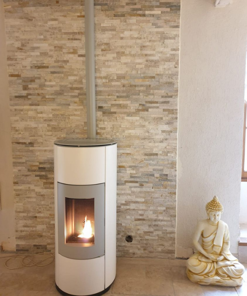 Poele a granules rond HALO blanc