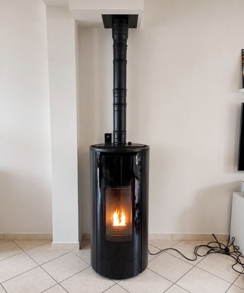 poele a granules rond MINI noir