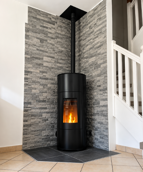Poele a granules rond HALO noir