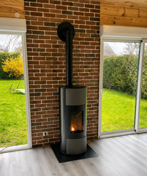 Poele a granules rond HALO gris