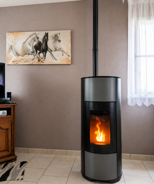 Poele a granules rond HALO gris